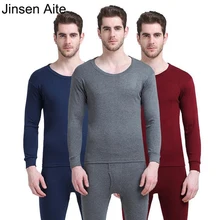 Jinsen Aite/ хлопковые зимние осенние мужские кальсоны, Pantalon Termico Hombre, большие размеры, с круглым вырезом, теплое термобелье, комплекты JS643