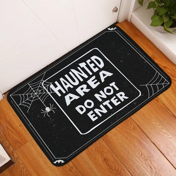 

HomeMiYN Bath Mat Black Foot Pads Spider Letters Flannel Printed Rectangle Door Mat Home Decoration Outdoor Entrance New Arrival