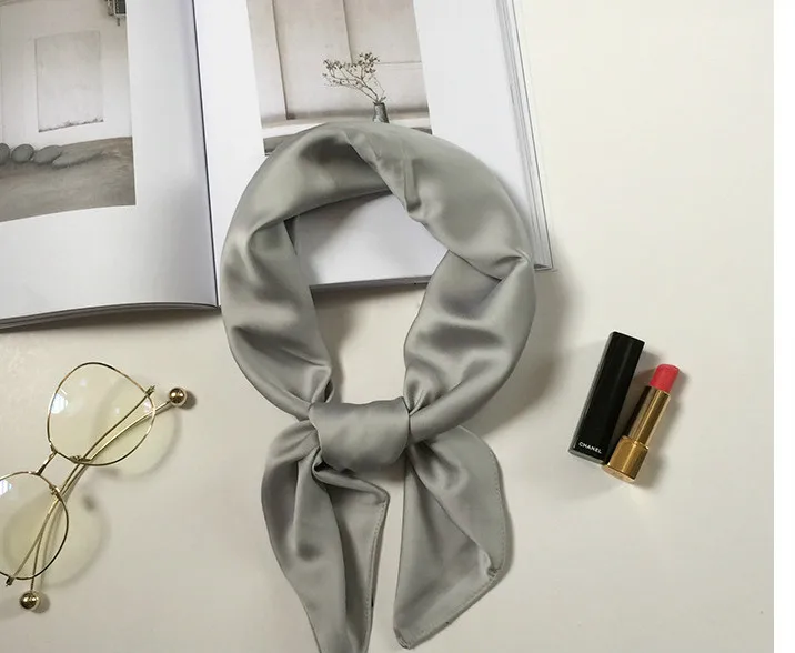 Шелковый женский шарф 70*70 см, новые модные шарфы с принтом, маленькие квадраты, головной платок, Женская шаль, весенние декоративные шарфы - Цвет: FJ178 gray
