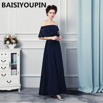 

Long Elegant Prom Dresses Vestido Longo Festa 2020 Strapless Sexy Split Dark Blue Lace Evening Dresses