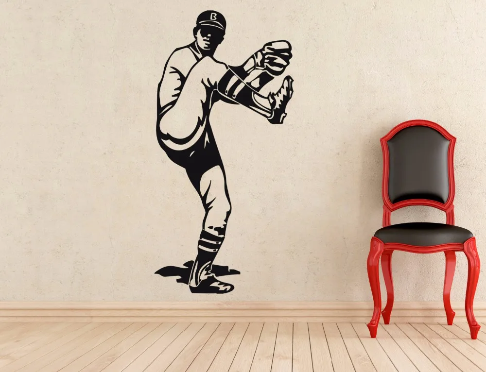 

YOYOYU Wall Sticker Baseball Custom Sports Wall Decor Vinyl Removeable Boys Kids Sticker Interior Poster Art Decel J132