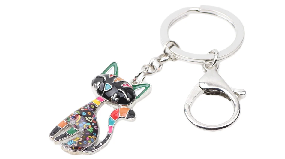 WEVENI, эмалированный металлический брелок для ключей с кошкой, котенком, кольцо для ключей с сумочкой, шарм, брелок, аксессуары, новое модное ювелирное изделие для женщин, подарок для любимой кошки