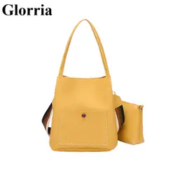 Glorria 2 шт./компл. ведро сумки для женщин личи кожаная сумка и кошелек большой ёмкость Tote Crossbody женская Sac