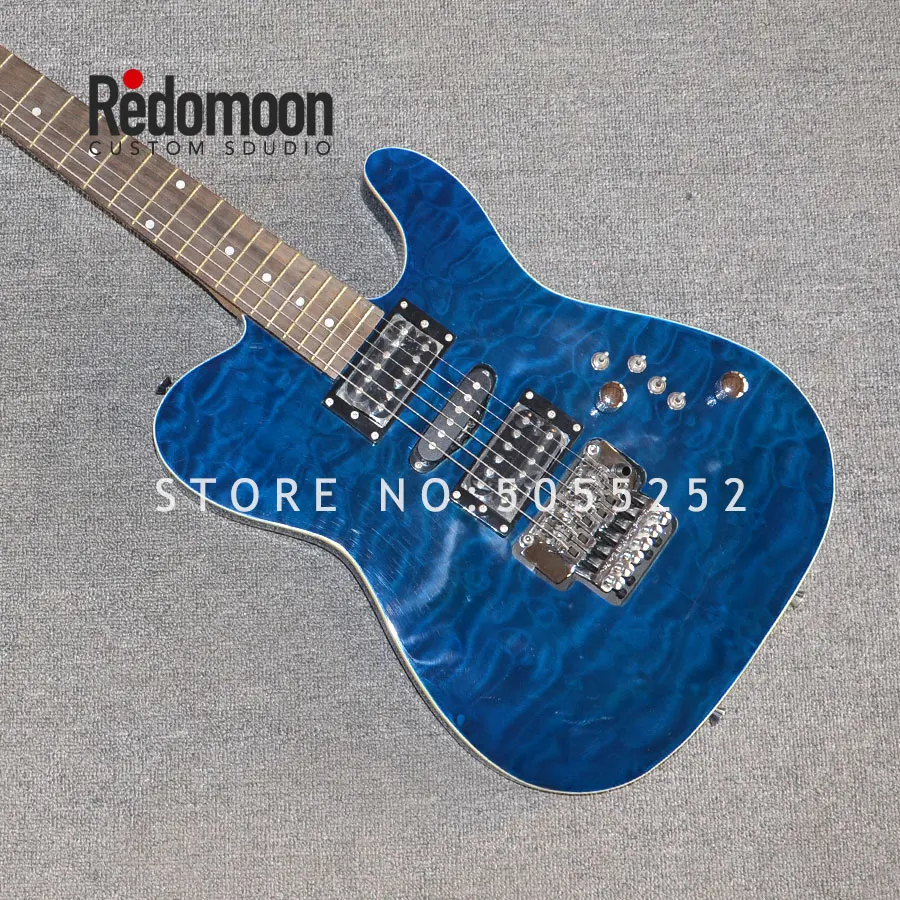 

Factory custom TOM electric guitar with rosewood fretboard quilted maple top blue color musical instrument shop
