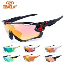 Obaolay 5 Lens TR90 Outdoor Sport Cycling Sunglasses Men Women Jaw Bike Bicycle Breaker Anti-UV400 HD Cycling Eyewear Glasses