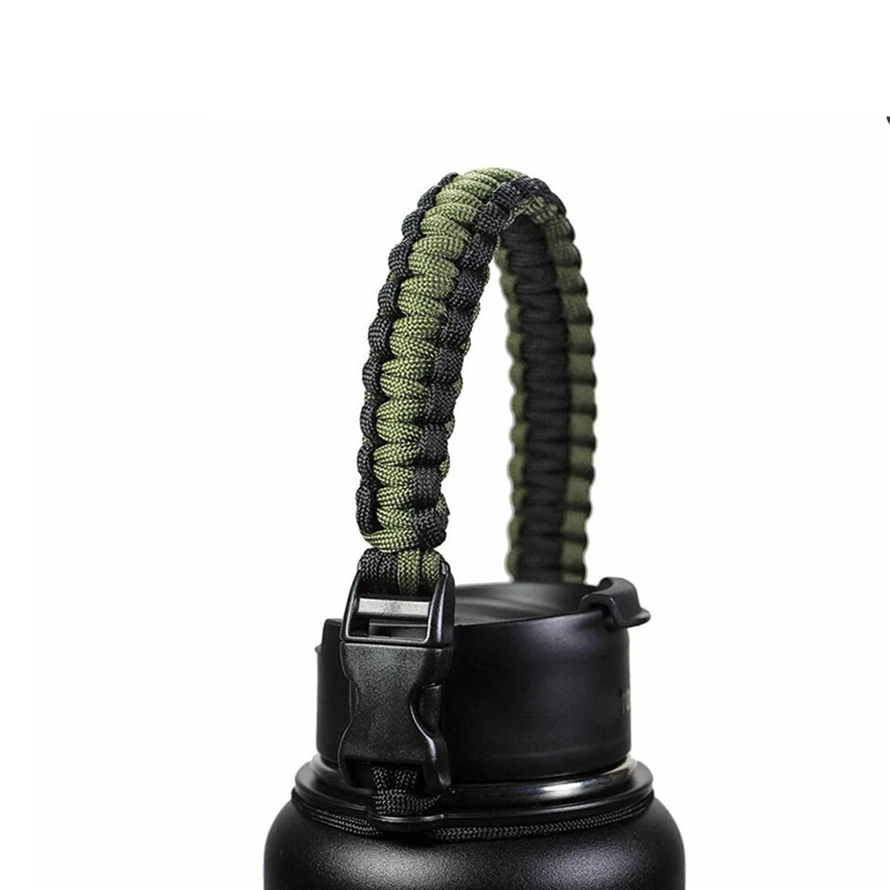 With Ring Water Bottle Paracord Hiking Fits Wide Mouth Travel Carrying Simple Handle Strap 7 Core Cup Holder For Hydro Flask - Цвет: green