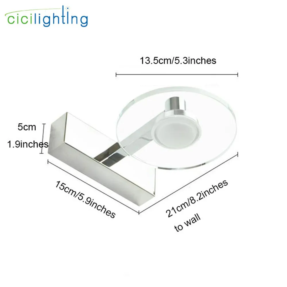 5 Вт светодиодный настенный светильник из нержавеющей стали с кристаллами, регулируемый светодиодный светильник для ванной комнаты, светодиодный настенный светильник для туалетного столика
