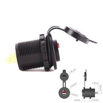 

12V/24V Motorcycle Plug USB Adaptor Car Cigarette Lighter Socket with Switch Button For Mobile Phone Charge Car Accessories