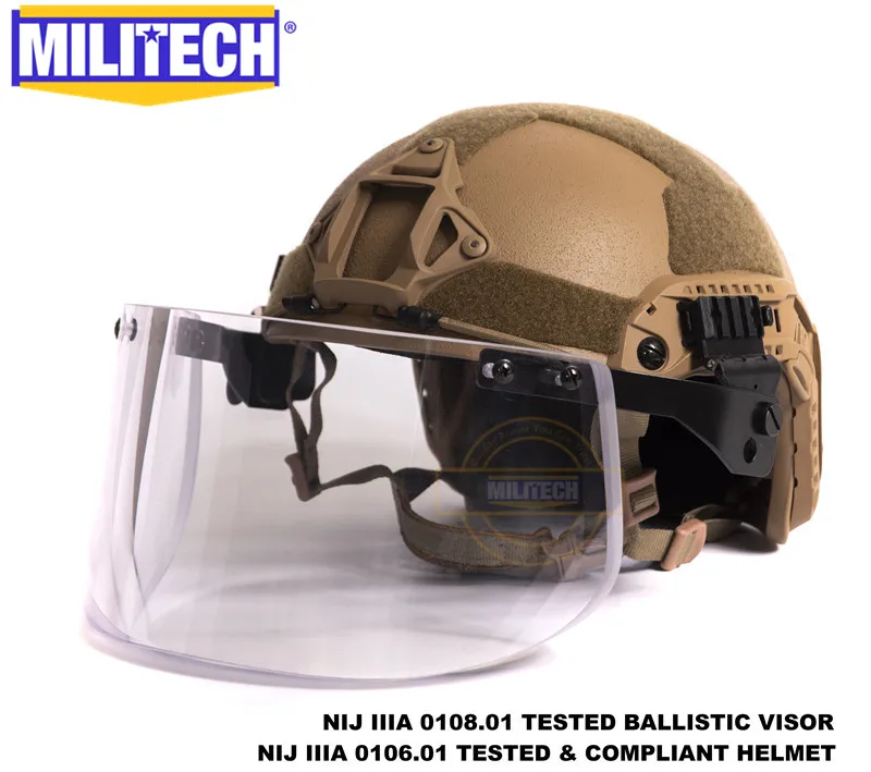 MILITECH CB Coyote Maritime Cut Deluxe NIJ IIIA БЫСТРО Пуленепробиваемый Шлем и комплект козырька Дело баллистический шлем-пуля защитная маска