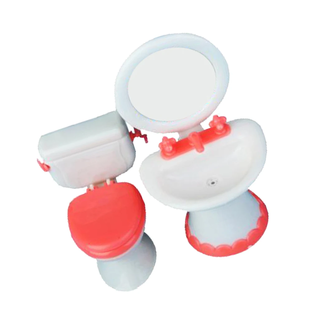 Doll House Dollhouse Furniture Bathroom Set Toilet And Sink
