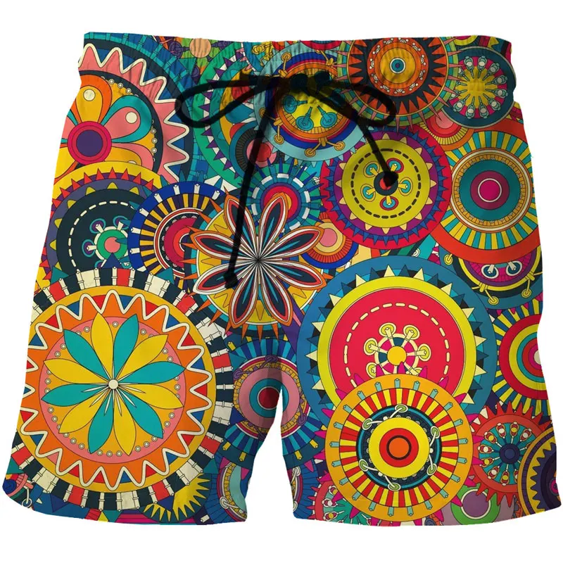 

Mens Quick Dry Summer Beach Shorts Trunks 2018 Psychedelic Style Print Mesh Borad Shorts Causal Hip Hop Swimwear Hawaiian Shorts