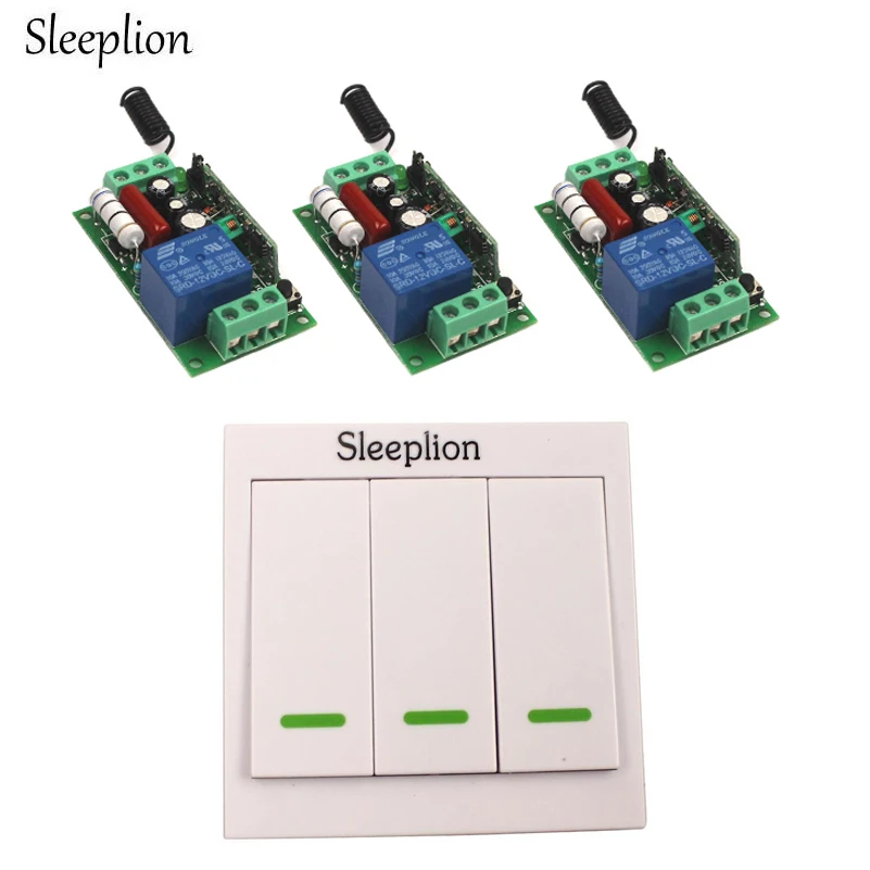 Sleeplion Home LED Lamp Lights Fans 220V 110V 10A 3 Way Wireless Wall Remote Control Switch