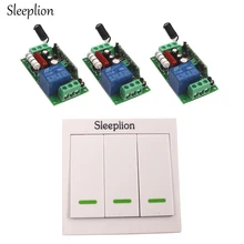 Sleeplion Home LED Lamp Lights Fans 220V 110V 10A 3 Way Wireless Wall Remote Control Switch Transmitter+3 Receiver