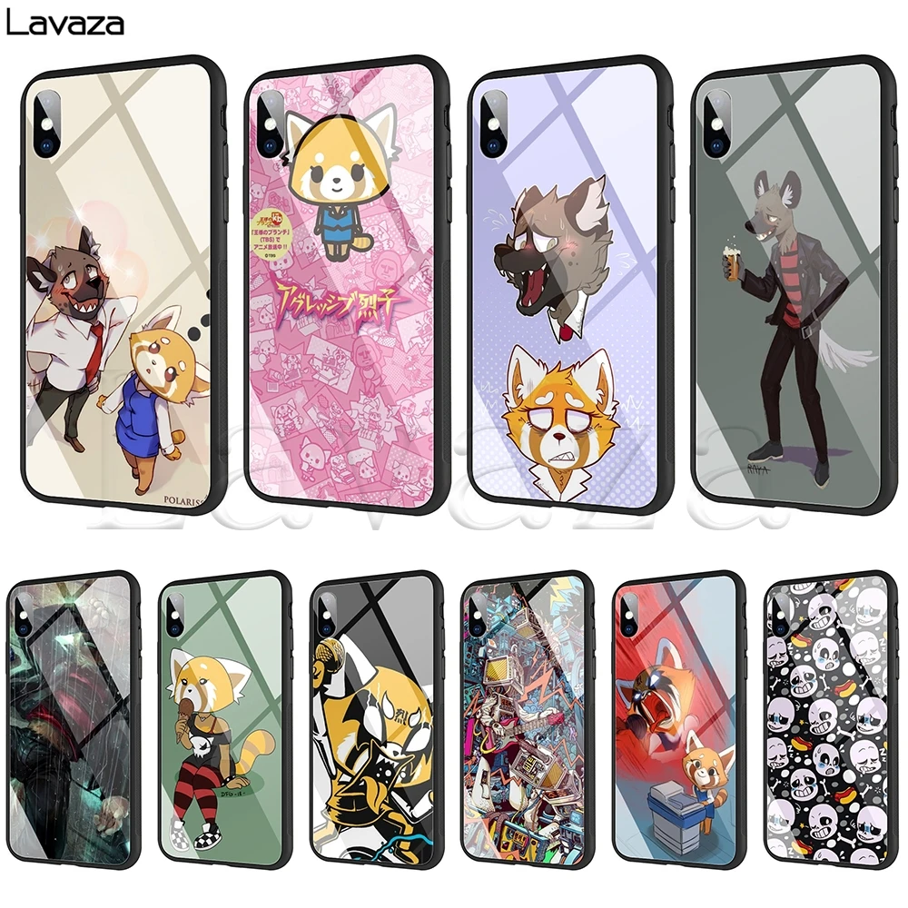 

Lavaza Aggretsuko Tempered glass TPU Case for iPhone XS MAX XR X 8 7 6 6S Plus