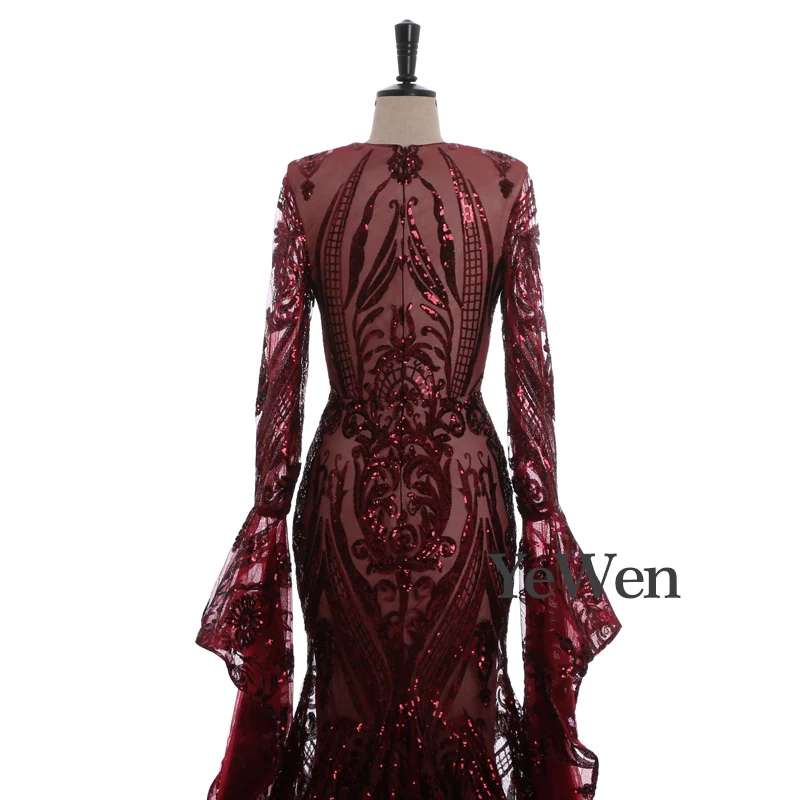 Sexy Elegant Mysterious Noble Evening Dresses Long 2019 Sequined Mermaid Prom Dress Evening Gowns V Burgundy robe de soiree Sexy Elegant Mysterious Noble Evening Dresses Long 2019 Sequined Mermaid Prom Dress Evening Gowns V Burgundy robe de soiree