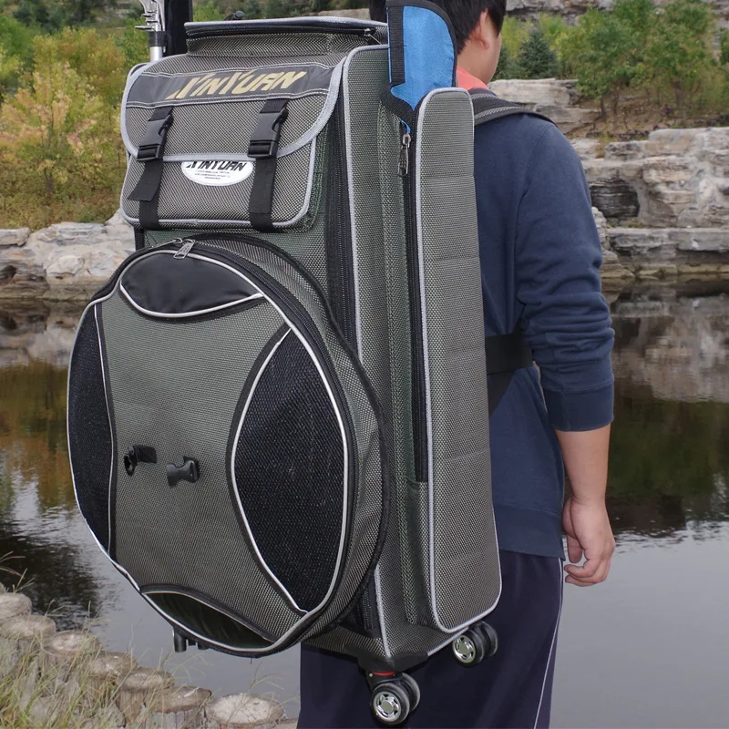 Large capacity fishing bag double shoulder hard thickened fishing gear