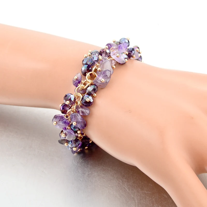 CHICVIE Charm Bracelets & Bangles with Stones Gold color Bracelet Femme for Women Jewelry personalized Purple Bracelet SBR140192