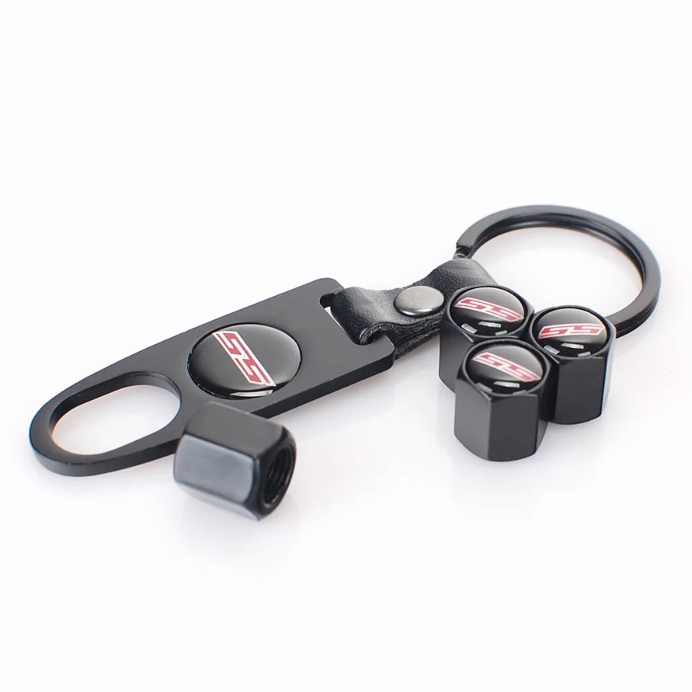 4 Pcs/Set Leather SS Car Tire Valve Caps Wheel Tyre Cap Metal