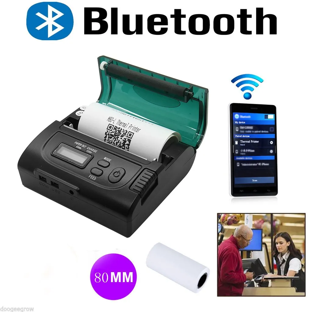 Newest 80mm Bluetooth Wireless Mini Pocket Thermal Receipt Printer for