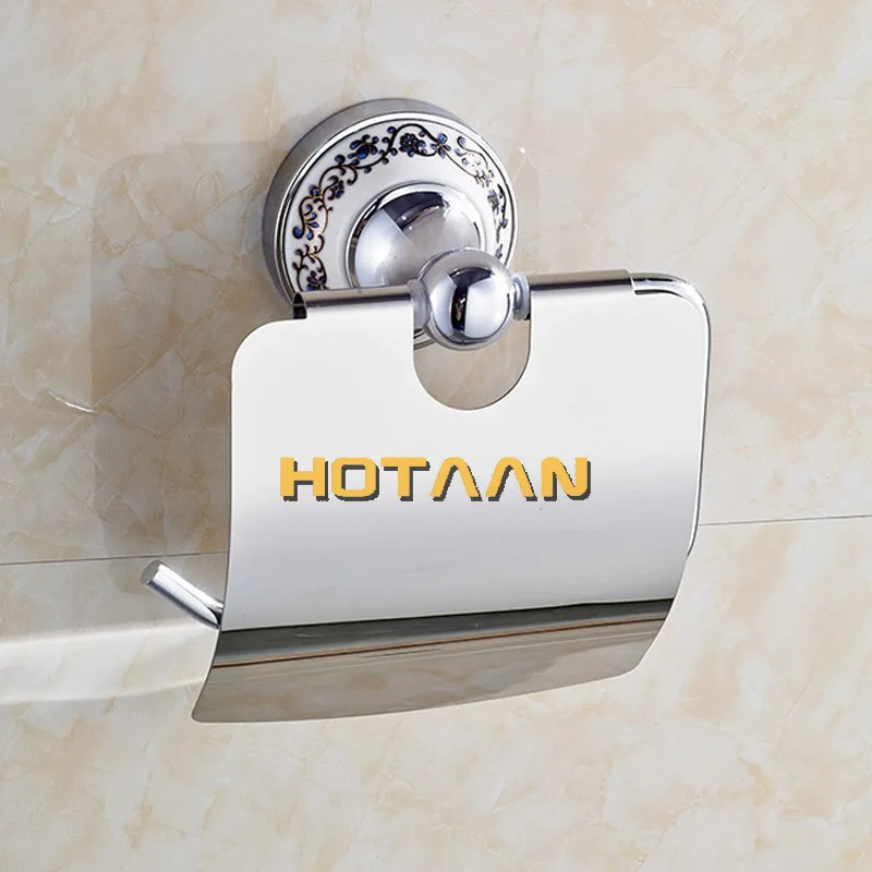Hot Sale And Retail Promotion NEW Ceramic Chrome Brass Wall Mounted Toilet Paper Holder Waterproof Tissue Bar 11892