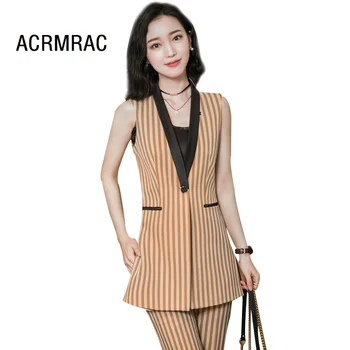 

Women suits Slim summer long Vest Ankle-Length Pants 2-piece set OL Formal Business Women pants suits Woman set suits 1908