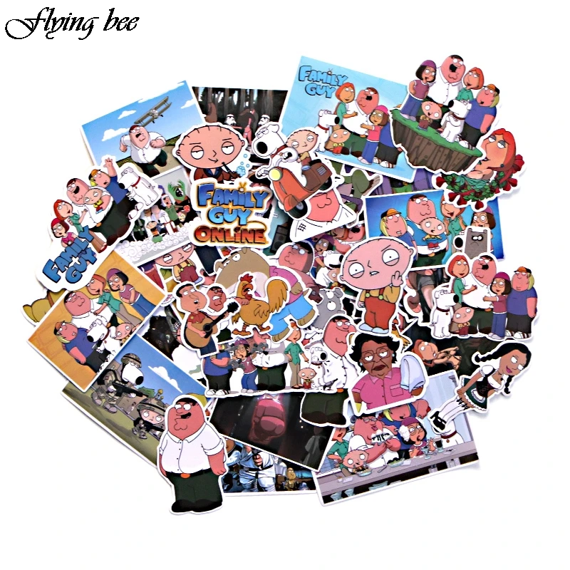 

20sets/lot ( 55pcs/set) Family Guy funny Anime Sticker Decals Scrapbooking Stickers for DIY Luggage Laptop Skateboard Car X0010