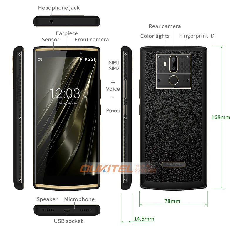 Oukitel K7 10000 мАч 9V2A Android 8,1 смартфон 18:9 6,0 \
