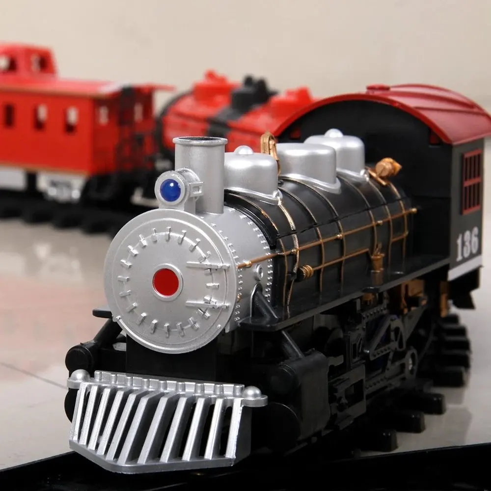 Классическая электрическая железная дорога набор детские игрушки со звуковым светом и реалистичным паром дыма brinquedo menino