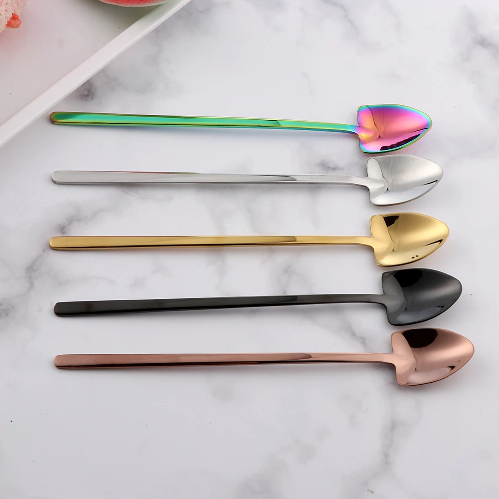 

Kitchen Stainless Steel Sharp Shovel Coffee Spoon Long Handle Stirring Scoop Dessert Flatware Milk Tea Cafe Machine Slicer