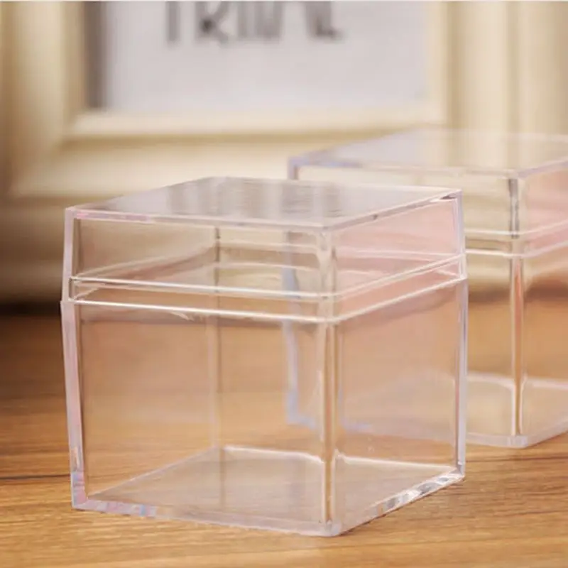 Прозрачный акриловый 5 сторонний ящик для хранения ювелирных изделий Чехол квадратная куб шкатулка для реквизита