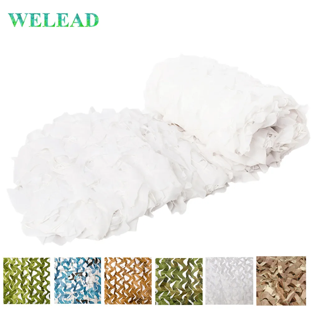 

WELEAD 1.5x8 Reinforced Camouflage Net White Military Army Hunting Outdoor Awning Garden Voile Sun Shelter Shade Pergola Gazebo