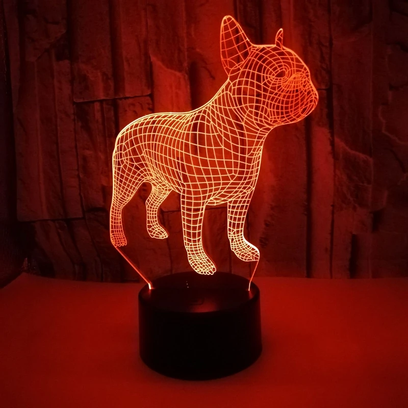 French Bulldog 3D LED Night Light 7 Colors USB Hologram Cute Puppy Home Decro Table Lamp Birthday Party Gift For Children Friend (13)