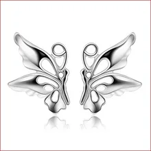 Серьги из стерлингового серебра 925 пробы с милой бабочкой, романтичный дизайн, гипоаллергенно, маленькие серьги-гвоздики для девочек, ювелирные изделия дружбы