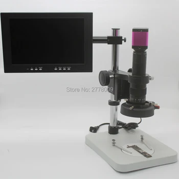 

Industrial Microscope HDMI Camera TF Card Storage 10X-180X C-mount Lens Adjustable Bracket Adjustable LED lights 10-inch Monitor