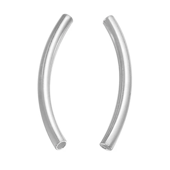 

4PCS 925 Silver Curved Tube Spacer Beads for Girls Women Jewelry Findings (hole size 2.3mm) 35mm