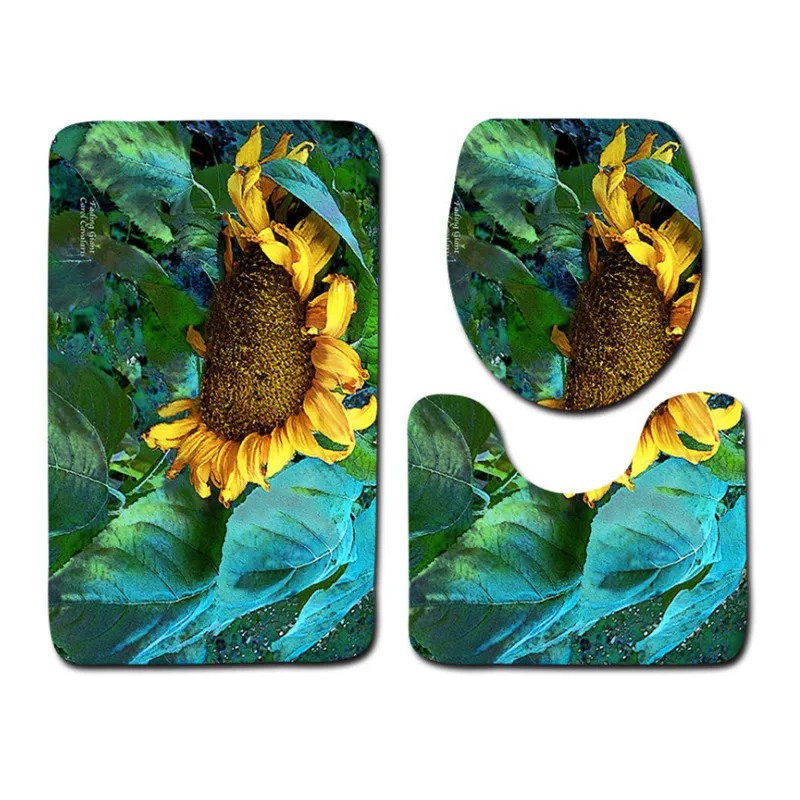 Günstige Freies Verschiffen 3 stücke Blumen Banyo Bad Teppich Wc U Typ Badetuch fußmatten Set Rutschfeste Pad Tapis Salle De Bain Alfombra Bano