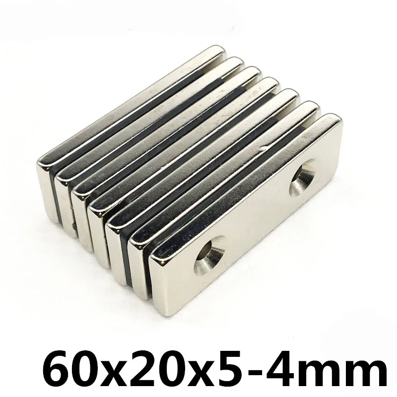 

1pcs square block magnet 60*20*10MM two hole 5MM n35 Rare Earth strong Permanent NdFeB Neodymium Magnet
