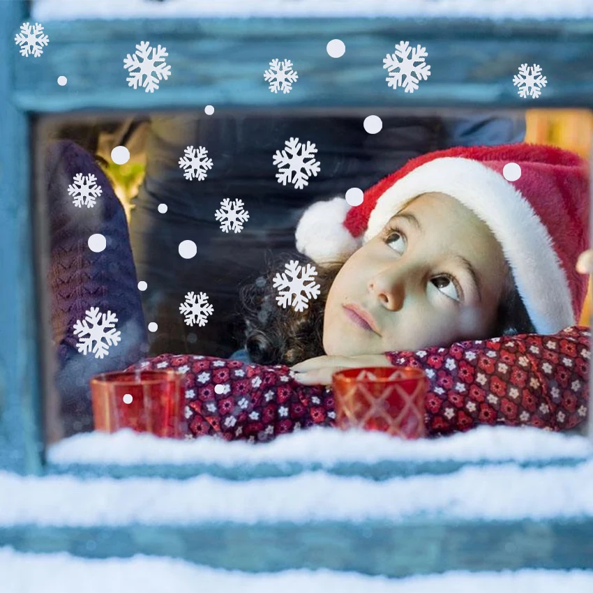 39 шт. Новогодняя стеклянная ПВХ Наклейка на стену для окна, Рождественская Наклейка на окно «сделай сам» со снежинками, наклейка для дома, Рождественское украшение