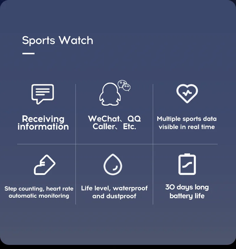 LYKRY A6S Smart Bracelet Fitness Tracker Heart Rate Blood Pressure Monitor Smart Band IP67 Waterproof Sports For Android IOS+Box (5)