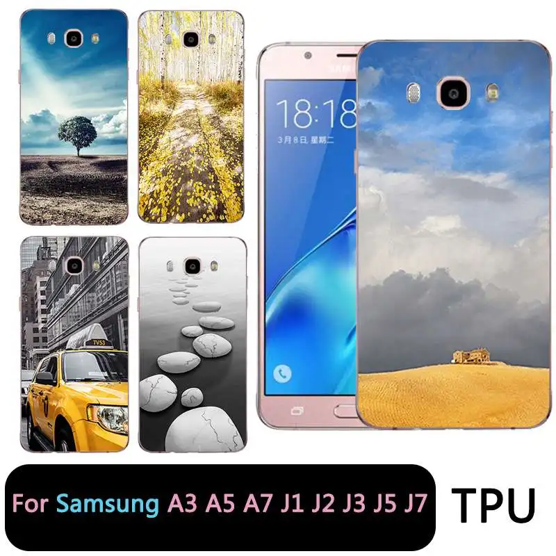 QMSWEI Soft Tpu Clear Phone Case For Samsung Galaxy A3 A5 2017 2016 prime J1 J2 J5 J3 J7 TPU View Tree Sky Cloud Cute Cover |