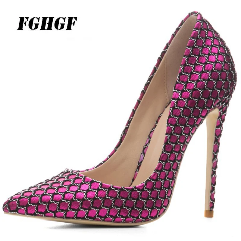 

The 2018 new collection of pointed stiletto chic one-size heels for women 12cm high heels sexy club The banquet High-heeled