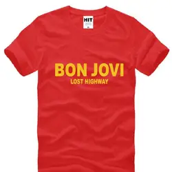 Bon Jovi Lost High Way рок печатные футболки для мужчин с коротким рукавом О-образным вырезом хлопок мужская футболка Летняя Рок Группа Bon Jovi Мужская