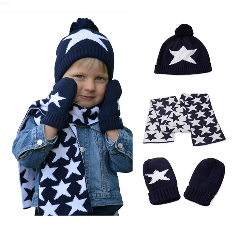 Childrens navy hat and gloves Clearance