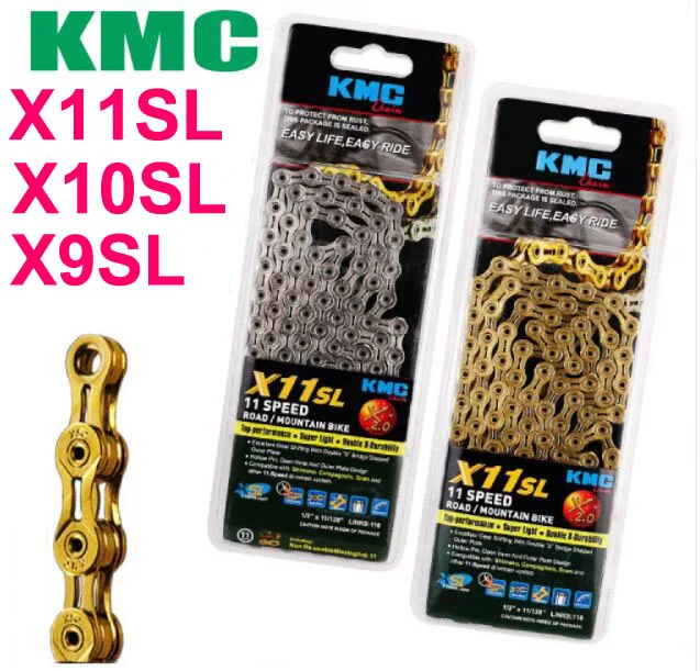 

KMC Bike Chain X11SL X10SL X9SL Bicycle Chain KMC 11V 10s Speed Mountain Road/MTB Crankset X9 X10 X11 cycling corrente parts