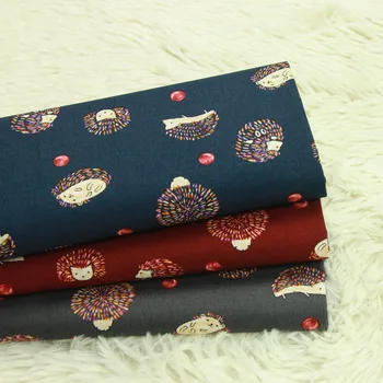 

Half yard thin cotton fabric with cartoon cute hedgehog print handmade DIY bag garment dress cloth 100% cotton B128