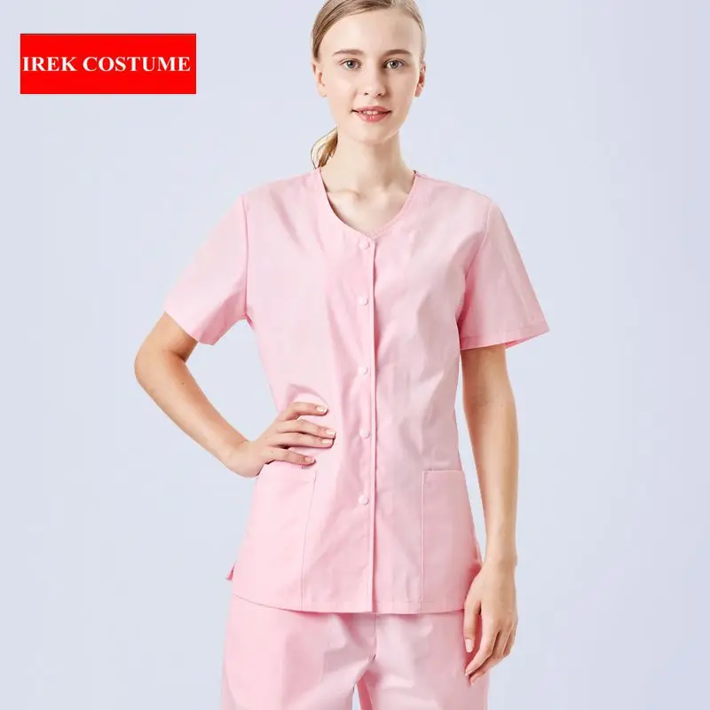2018 Women Pink Surgical Hospital Scrub Sets Doctor Nurse Uniforms