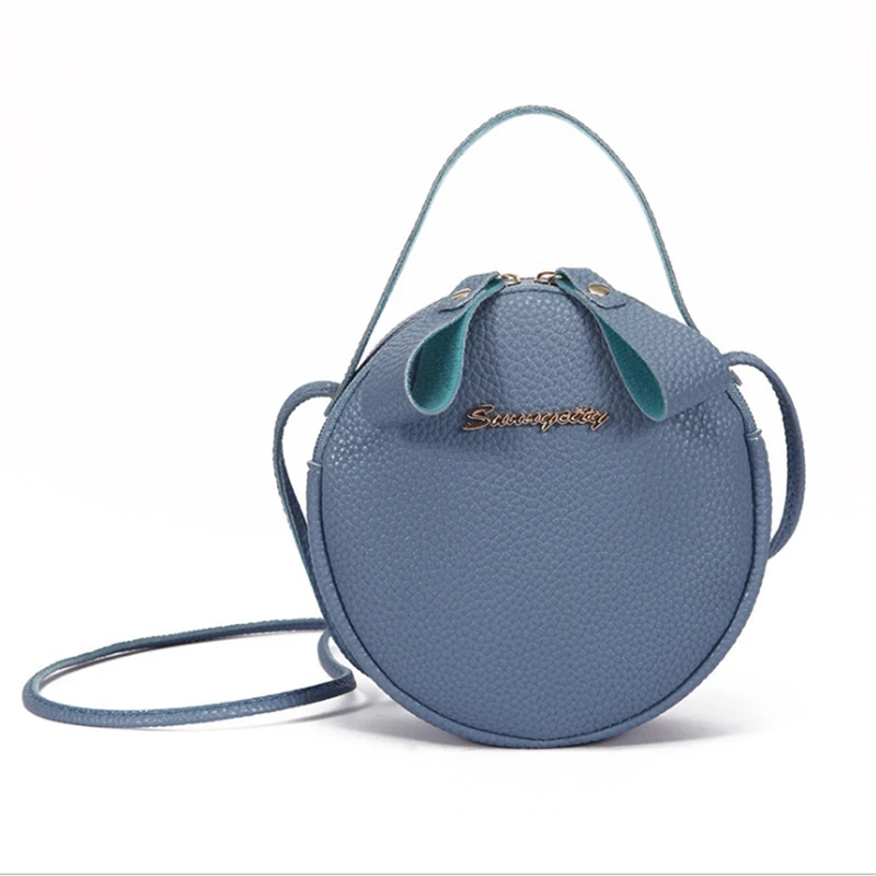  Fashion Women Phone Bag Mini PU Leather Circular Handbag Simple Design Messenger Bags For Women Fem - 32992787018