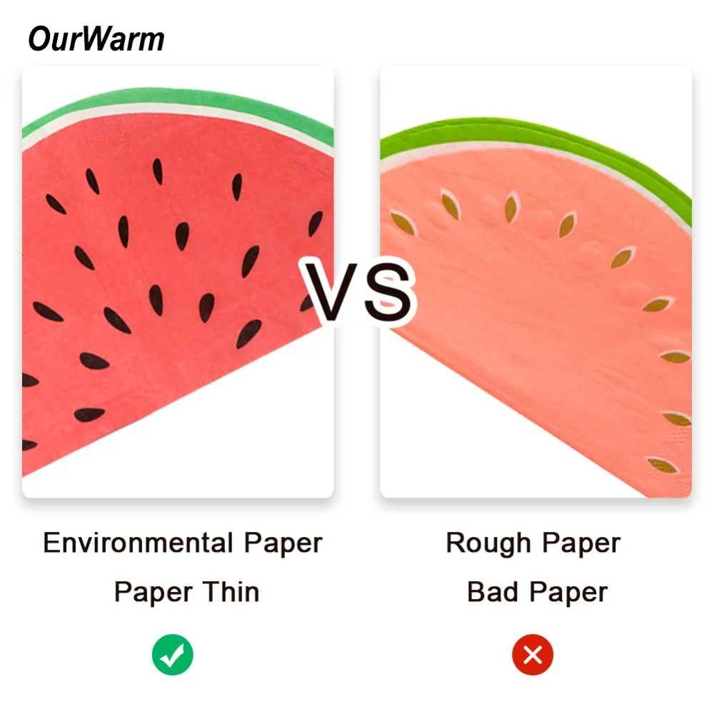 OurWarm 20 шт арбузная бумажная салфетка, одноразовая Праздничная салфетка для свадьбы, гавайская, Луау, для дня рождения, Chirtsmas, украшения