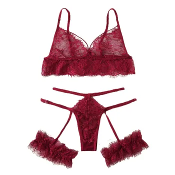 

Fashion Sexy Women Plus Size Lace Bra Garter V-neck Lingerie Set Badydoll hot temptation sexy lingerie Underwear lingerie 41*