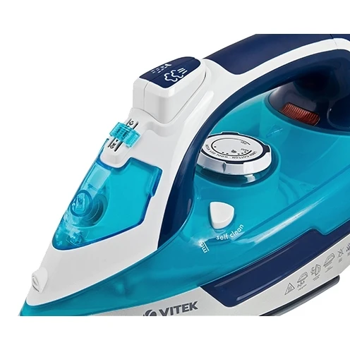 Утюг Vitek VT-1266 B (Мощность 2400 Вт, резервуар для воды 300 мл, вертикальное отпаривание, паровой удар, защита от накипи, керамическое покрытие подошвы)